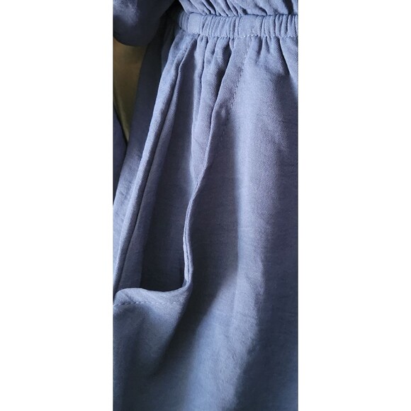 Long Sleeve Tie Knot Front V Neck Navy Blue Romper Sz L - Picture 8 of 8